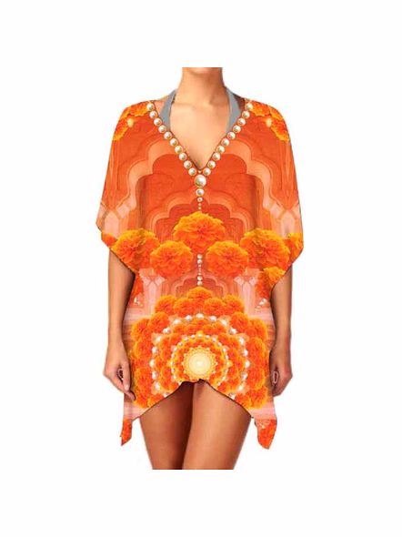 Stylish Lightweight Women's Elegant V Neck Kimono High Quality Ethnic Georgette Digital Print Casual Layering 1 Top Sexiness @ Western Print Kimono-Kar1141