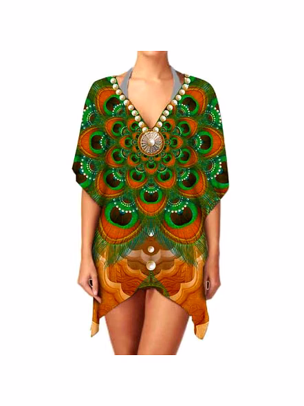 Premium Quality Women's V Neck Kimono Elegant Stylish Ethnic Georgette Digital Print Lightweight Sexiness Casual Wear 1 Piece @ Western Print Kimono-Kar1142