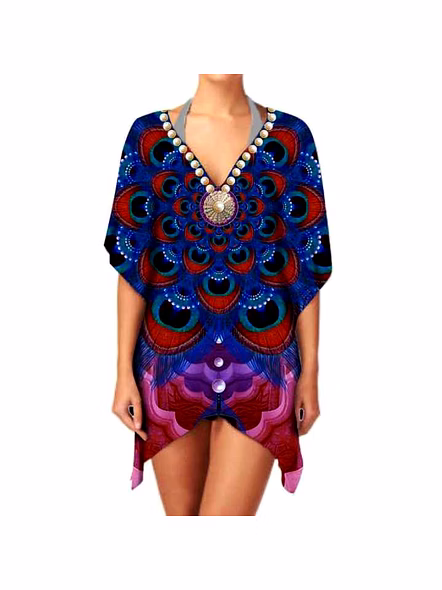Stylish Lightweight Women's Ethnic Georgette Kimono Hot Selling V-Neck Elegant Sexiness Casual Layering Digital Print 1 Piece @ Western Print Kimono-Kar1143