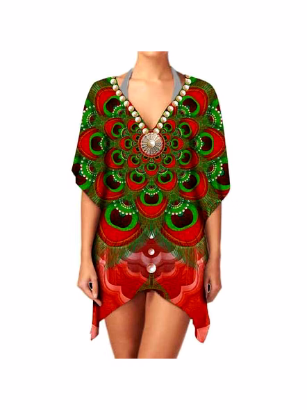 Elegant Lightweight Women's Georgette Kimono High Quality Elegant Stylish Sexiness V-Neck Digital Print Layering Kimono 1 Piece @ Western Print Kimono-Kar1144