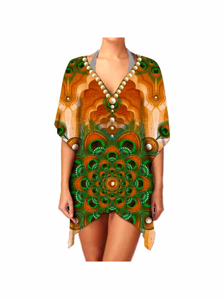Best Quality Women's Georgette One-Piece Kimono Lightweight and Stylish Ethnic Digital Print V-Neck Elegant Sexiness on Sale @ Western Print Kimono-Kar1145