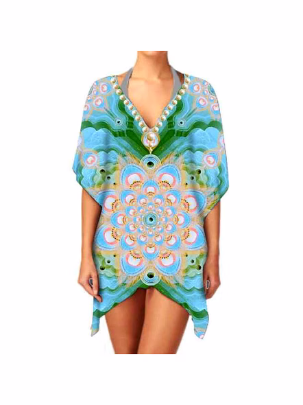 Premium Quality Elegant Casual Georgette Women's One-Piece Kimono V-Neck Long Sleeve Lightweight Ethnic Digital Print Sexiness @ Western Print Kimono-Kar1147