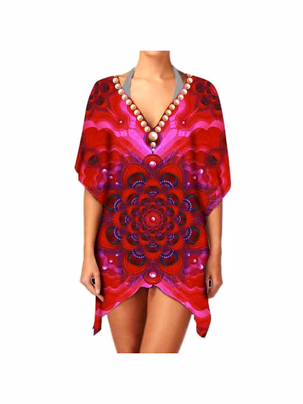 Hot Selling Lightweight Elegant Stylish Women's Ethnic Print Chiffon V Neck Long Sleeve Casual Layering Cover up Wear @ Western Print Kimono-Kar1148