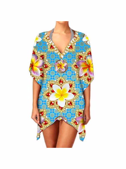 Best Quality Stylish Women's V Neck Lightweight Chiffon Ethnic Print Kimono Elegant Long Sleeve Casual Layering Cover up @ Western Print Kimono-Kar1150