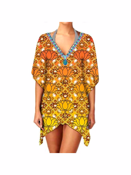 High Quality Lightweight Women's Stylish Ethnic Print Chiffon Kimono V Neck Elegant Long Sleeve Casual Cover up Layering @ Western Print Kimono-Kar1159