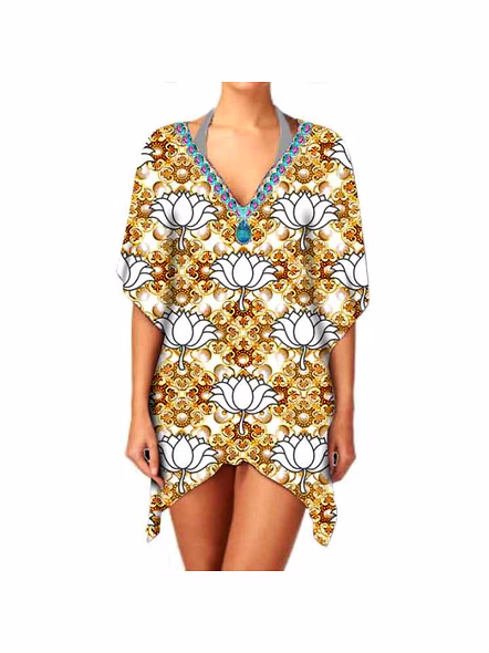 Premium Quality Women's Lightweight Ethnic Print Chiffon Kimono Stylish V Neck Long Sleeve Elegant Casual Cover up Layering @ Western Print Kimono-Kar1161