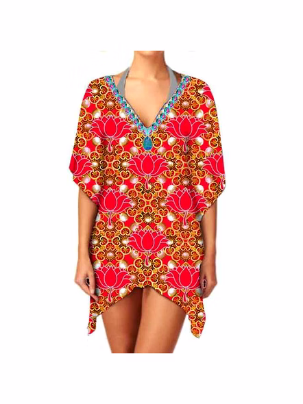 Top Quality Elegant Stylish Lightweight Ethnic Print Women's Chiffon Kimono V Neck Long Sleeve Layering Cover up Wear @ Western Print Kimono-Kar1162