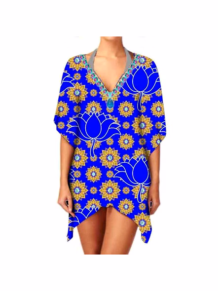 High Quality Stylish Elegant Women's Chiffon Ethnic Print Lightweight Kimono V Neck Long Sleeve Layering Casual Cover up @ Western Print Kimono-Kar1164