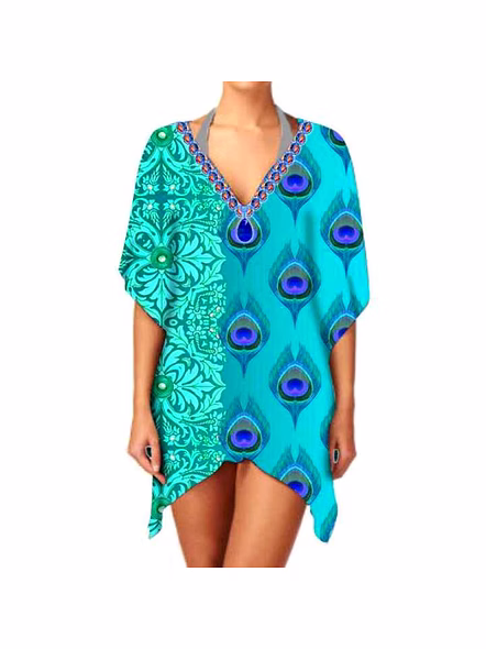 High Quality Lightweight Ethnic Print Chiffon Women's Kimono Elegant Stylish Casual V Neck Long Sleeve Layering Cover up @ Western Print Kimono-Kar1169