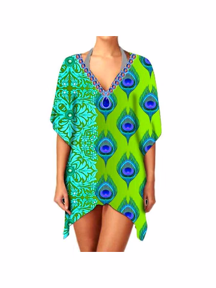Best Quality Stylish Elegant Ethnic Print Women's Chiffon Kimono Lightweight V Neck Long Sleeve Casual Wear Cover up @ Western Print Kimono-Kar1170