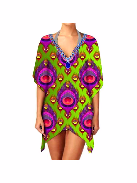 Premium Quality Ethnic Lightweight Stylish Women's Print Chiffon Kimono Elegant V Neck Long Sleeve Casual Layering Cover up @ Western Print Kimono-Kar1171