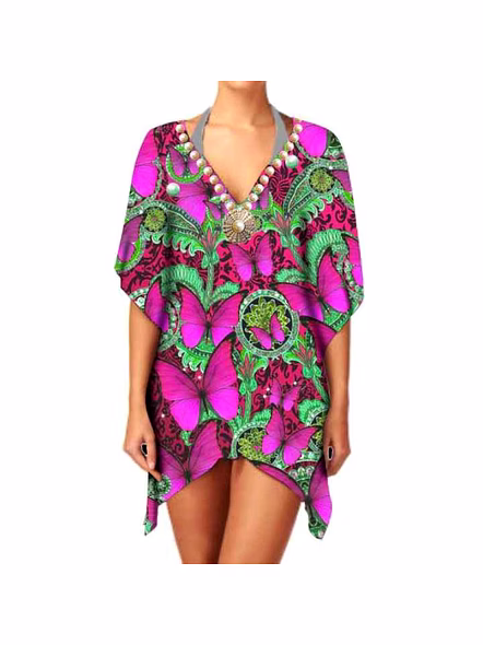 Top Quality Elegant Lightweight Ethnic Print Stylish Chiffon Kimono Women's V Neck Casual Long Sleeve Layering Cover up for Sale @ Western Print Kimono-Kar1178