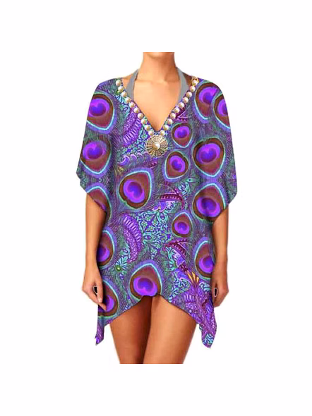 Top Quality Women's Ethnic Print Chiffon Lightweight Kimono V Neck Stylish Long Sleeve Elegant Casual Layering Cover up for Sale @ Western Print Kimono-Kar1181
