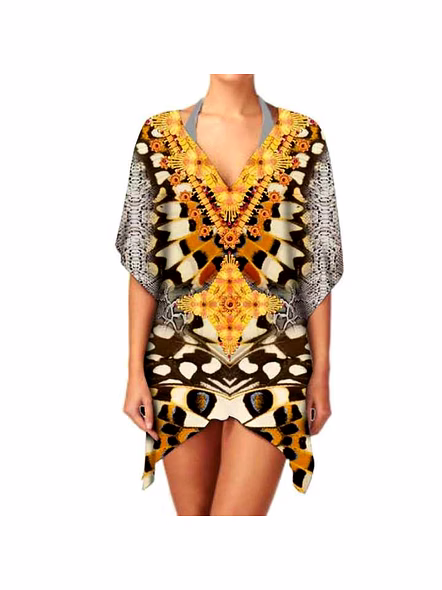 Stylish Women's Lightweight Ethnic Chiffon Kimono V Neck Long Sleeve Casual Elegant Cover up Layering Wear for Sale @ Western Print Kimono-Kar1194