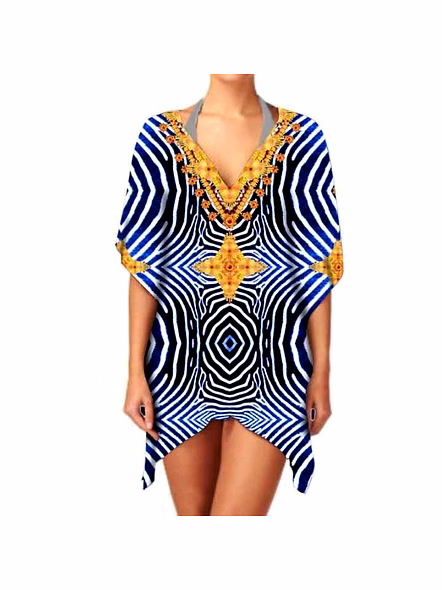 Fashionable Ethnic Chiffon Print Kimono Women's Lightweight V Neck Long Sleeve Elegant Casual Cover up Wear for Sale @ Western Print Kimono-Kar1199