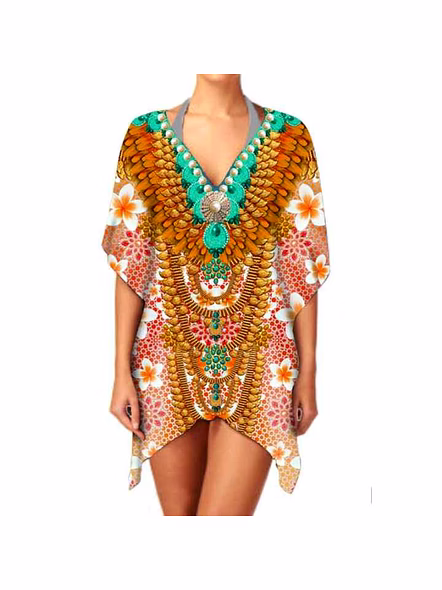 Ethnic Western Print Chiffon Kimono Lightweight Fashionable Women's Long Sleeve Cover up for Casual or Formal Wear for Sale @ Western Print Kimono-Kar1212