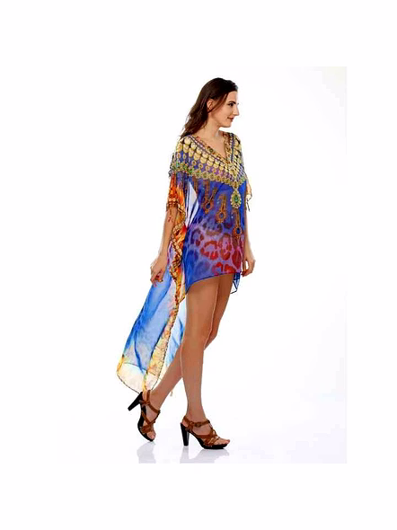 Tribal Maxi Womens Kaftan Georgette Lightweight Free Size Stylish Loose Fit Beach and Resort Summer Vacation Dresses for Sale @ Printed Kaftan Dress