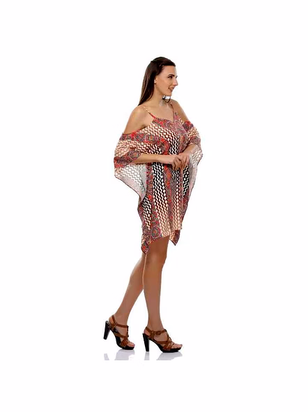 Elegant Tribal Kaftan Womens Maxi Dress Lightweight Georgette Free Size Comfortable Loose Fit Sexiness Summer Resort Outfit @ Printed Kaftan Dress
