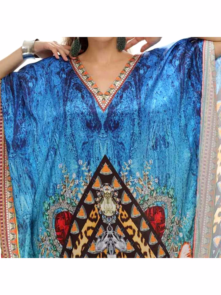 Womens Lightweight Georgette Tribal Maxi Kaftan Dress Loose Fit Free Size Comfortable Sexy Summer Vacation Beachwear Outfit @ Printed Kaftan Dress