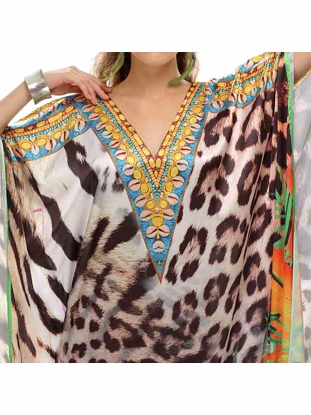 Top Quality Elegant Womens Maxi Tribal Kaftan Dress Lightweight Georgette Free Size Stylish Sexiness Summer Beachwear @ Printed Kaftan Dress