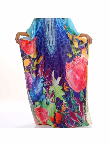 Premium Quality Elegant Womens Maxi Dress Kaftan Style Tribal Print Loose Fit Lightweight Free Size Sexiness Summer Wear @ Printed Kaftan Dress-Kar1396