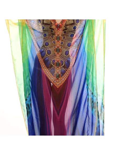 Lightweight Georgette Tribal Printed Womens Maxi Kaftan Dress Free Size Comfortable Loose Fit Perfect Summer Bikinis Beachwear @ Printed Kaftan Dress-Kar1397