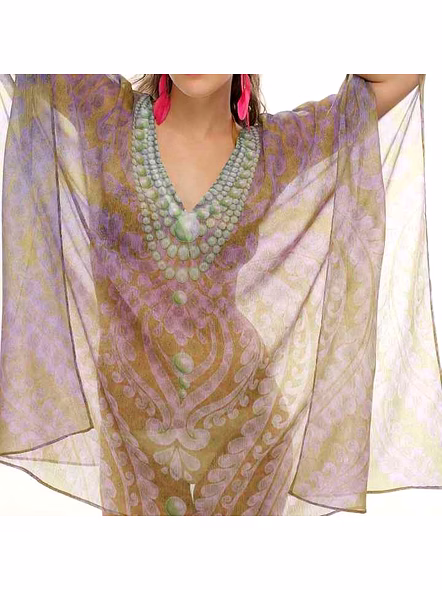 Womens Vibrant Tribal Print Georgette Kaftan One Piece Maxi Dress Loose Fit Free Size Casual Summer Beach Stylish Outfit @ Printed Kaftan Dress