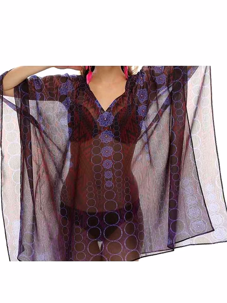 Elegant One-Piece Georgette Kaftan Maxi Dress for Women Lightweight Loose Fit Free Size Summer Tribal Style Vacation Sexiness @ Printed Kaftan Dress-Kar1403