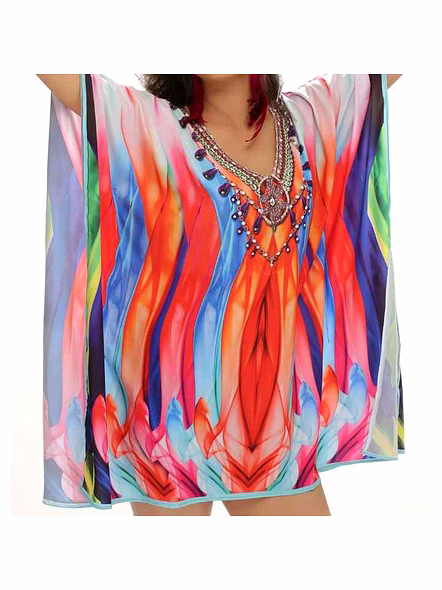 Elegant Womens Lightweight Georgette Maxi Kaftan Dress Tribal Print Hot Selling Comfortable Free Size Sexy Beach Vacation Wear @ Printed Kaftan Dress