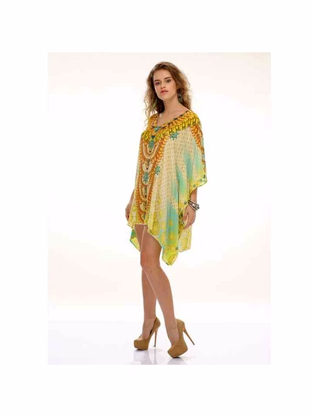 2025 Elegant Tribal Printed Womens Kaftan Dress Lightweight Georgette Maxi Beachwear Loose Fit Bikinis Beachwear Beachwear @ Printed Kaftan Dress-Kar1419