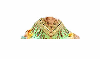 Elegant Womens Printed Kaftan Dress Vibrant Tribal Design Georgette Free Size Loose Fit Comfortable Sexiness Summer Beachwear @ Printed Kaftan Dress
