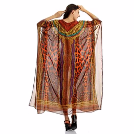 new arrival lightweight georgette printed kaftan dress for women elegant vibrant tribal design free size beachwear @ printed kaftan dress