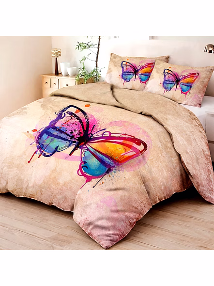Customizable Multicolor Butterfly Printed Quilt Bedding Set with Matching Pillow Shams