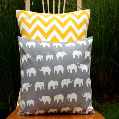 customizable elephant print and chevron decorative pillow cover set