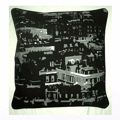 customizable monochrome cityscape decorative square pillow cover
