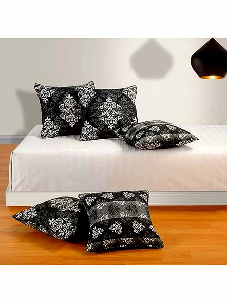 Customizable Black and White Damask Decorative Square Pillow Cover