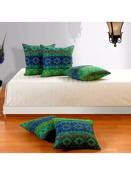 Customizable Green and Blue Geometric Stripe Decorative Square Pillow Cover
