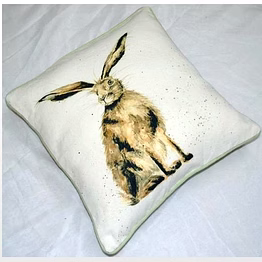 customizable rustic rabbit illustrated decorative square pillow cover