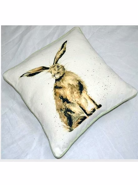 Customizable Rustic Rabbit Illustrated Decorative Square Pillow Cover