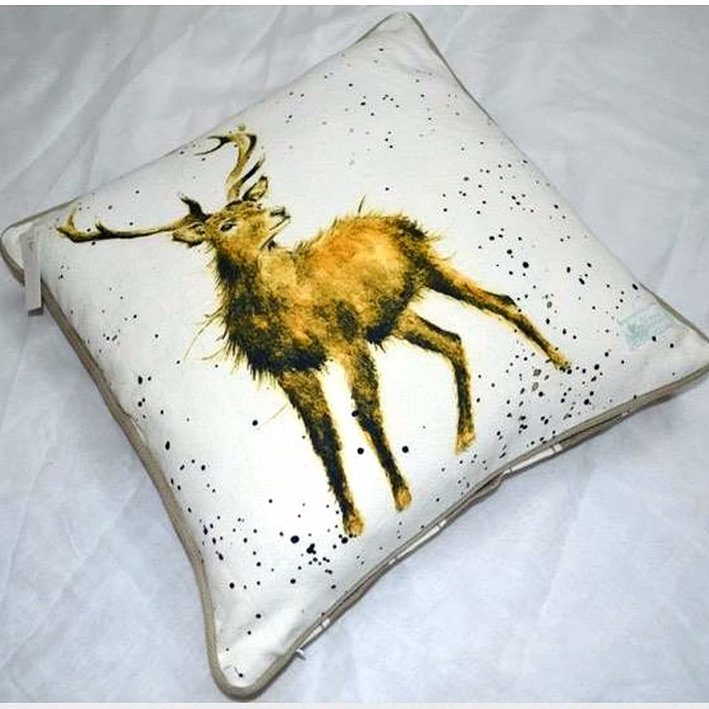 customizable rustic stag illustrated decorative square pillow cover