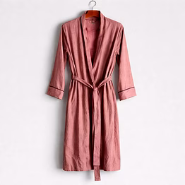 customizable pink satin wrap bath robe with waist tie