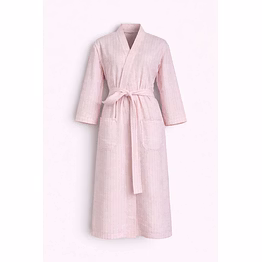 customizable striped wrap bath robe for spa and hotel programs