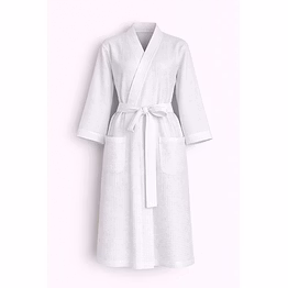 customizable white waffle wrap bath robe with belt and pockets