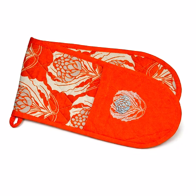 custom floral print kitchen oven glove with embroidery