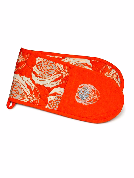 Custom Floral Print Kitchen Oven Glove with Embroidery