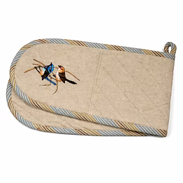 custom double oven glove with bird embroidery