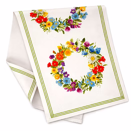 custom floral wreath print table runner