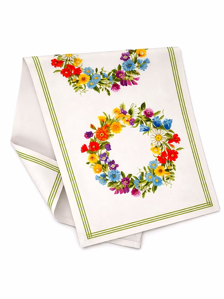 Custom Floral Wreath Print Table Runner