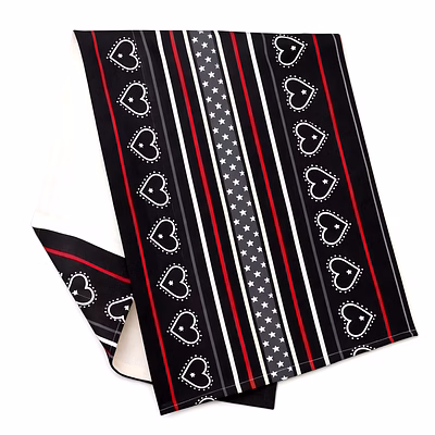 custom heart and stripe print table runner
