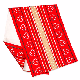 custom red heart & stripe print table runner